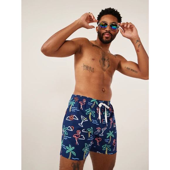Chubbies The Neon Lights Classic Swim Trunk Shorts Lined 4" Size L Mens $70 - Picture 1 of 8